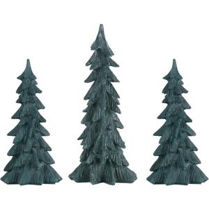 MEETYAMOR Christmas Decorations Indoor, Set of 3 Green Resin Christmas Tree Figurine for Table Decor, Farmhouse Rustic Xmas Decorations for Home, Table, Mantle, Shelf, Living Room