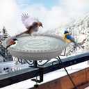 Lovppy Heated Bird Bath for Deck Railing, 100W Thermostatically Controlled Heated Bird Baths for Outdoors Bird Bath Heater, Heated Bird Bath for Outside Winter Garden Patio Yard(Gray)