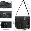 Femuar Reusable Lunch Box for Men/Women - Insulated Lunch Bag Leakproof Lunchbox for Work Office Picnic Beach - Freezable Lunch Cooler Bag with Adjustable Shoulder Strap - Black