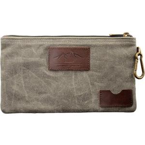 All Purpose Utility Zipper Pouch, EDC Organizer, Water Resistant, Durable Waxed Canvas with Full Grain Leather, Carabiner, Inner Pockets, Office Work Essentials, Charger Case, Pencil Case. Olive.