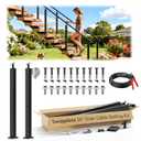 Gyykzz 4-12FT Swageless Black Stair Cable Railing Post Kit 36", 2 Stair Post Kit Cable Railing System with Patent Swageless Reusable Terminal, T304 Black Stair Rail Post Fit 28°-38° Stair DIY Length