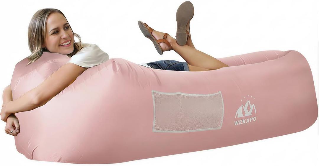 WEKAPO Inflatable Couch Air Lounger Chair - Camping & Beach Accessories, Portable Blow up Sofa for Hiking, Lawn, Indoor/Outdoor Movies & Music Festivals. Lightweight and Easy to Set Up Air Hammock, 82 x 27 x 35 inches