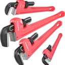 4Piece Aluminum Pipe Wrench Set (10Inch, 14Inch, 18Inch, 24Inch), Heavy-Duty Adjustable Straight Plumbing Wrenches, Drop-Forged Jaws, Lightweight Design, Versatile for Plumbing & Home Repair
