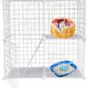 2 Tier Metal Cat Cage Indoor Detachable Cats Cages DIY Pet Playpen Portable Removable Kitten Collapsible Playpen for Small and Medium Cats Kittens Kitty (White 29.52 x 15.35 x 28.74 in)
