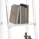 Small Acrylic Ladder Bookshelf, 3 Tier Clear Bookcase, Multipurpose Book Shelf for Living Room, Bathroom, Office, Modern, 11.6" D x 15.6" W x 32" H