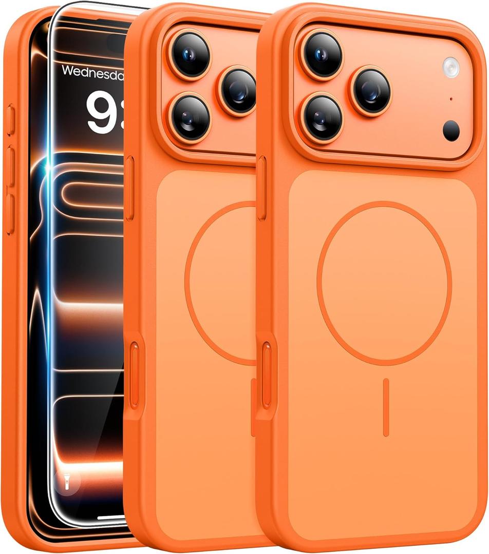 FNTCASE for iPhone 17 Pro-Max Case: Magnetic Phone Cases with Screen Protector Compatible with Magsafe Slim Rugged Shockproof Protective Dual-Tone Design Cell Cover