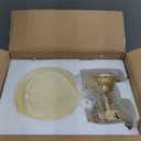 Bofea-Gold Semi Flush Mount Ceiling Light, Brass Light Fixture, Vintage Milk Yellow Glass Flush Mount Ceiling Lights, Hallway Light Fixtures, Mid Century Chandelier for Foyer Bedroom Bathroom