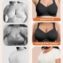 Vertvie Jelly Bras for Women Plus Size Minimizer Soft Wireless Push Up Bra Full Supportive Older Lift Back Coverage Bralette (44C, Black)