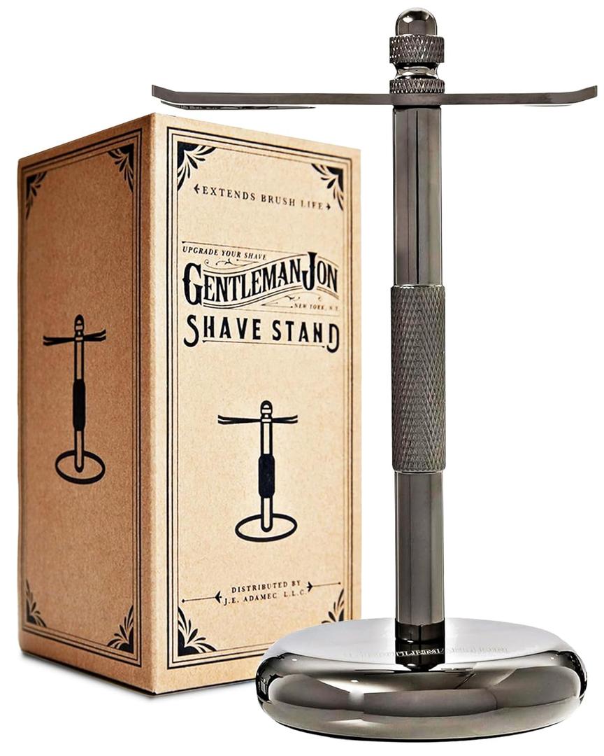Gentleman Jon Shaving Stand for Razor & Brush for Men  Heavy Duty Gunmetal Razor & Brush Stand, Weighted Base, Matches Wet Shave Kit & Storage, Shaving Kit, Shaver Holder, Beard Accessories for Men