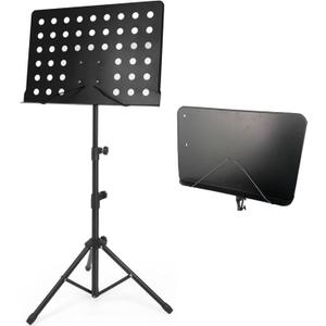 Portable Floor Book Stand,Multi-Purpose Dual-use Sheet Music Stand or Desktop Floor Stand with 2 pcs 19*13 / 16*11 inch Plate, Height Adjustable from 16-42 inch Floor Holder Stand with Page Paper Clip
