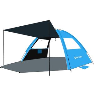 Gorich Beach Tent with Canopy - Easy Setup 3-4/5-6/7-8 Person Portable Sun Shelter, UPF 50+ UV Protection Sun Shade, Lightweight & Compact Beach Cabana for Family Travel (Dark Shelter-Skyblue)