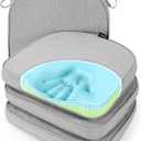 SUNROX Gel Memory Foam Chair Cushions, FadeShield Water-, Stain-Resistant Durable Reversible Seat Cushion Pads with Ties for Indoor/Outdoor Kitchen Dining Office, 17"x16", Set of 4, Heather Grey