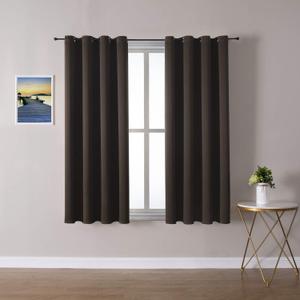 ChrisDowa Grommet Blackout Curtains for Bedroom and Living Room - 2 Panels Set Thermal Insulated Room Darkening Curtains (Brown, 52W x 54L)