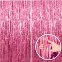 2 Pack Pink Backdrop Party Decorations Tinsel Curtain Party Backdrop Foil Fringe Birthday Decorations Photo Booth Streamer Backdrop Pink Theme Bachelorette Graduation Decor (39.4"W x 78.7"L (Pack of 2))
