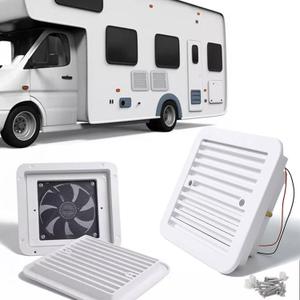 AUTOXBERT RV Side Vent Fan, 2.4W 12V One-Way Silent Wind Air Ventilation Exhaust Fan for Caravan, Motorhome, Camper, White (without interior panel)