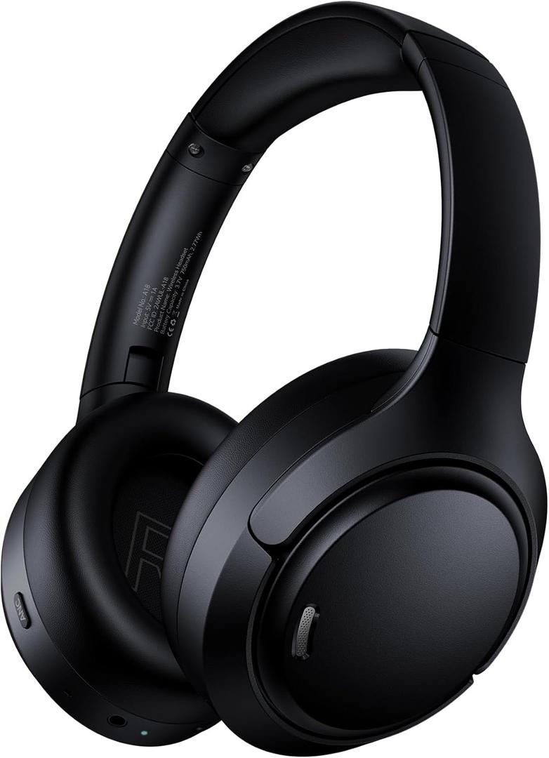 Hybrid Active Noise Cancelling Headphones Wireless, 120Hrs Playtime, 6 ENC Clear Mic, Over Ear Bluetooth Headphones with Hi-Res Audio Comfort Earcup Foldable ANC Headphone for Travel Game Home Office