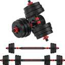 Signature Fitness 60LB 2-in1 Portable Changeable Dumbbell and Barbell Kettlebell Set With Adjustable Weights
