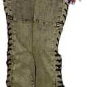 Women Straight Leg Jeans Casual Y2k High Waisted Lace UP Split Hem Jeans Slim Fit Trendy Denim Pants (Medium, Green)