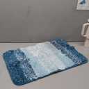 Arotive Microfiber Bathroom Rugs, Shaggy Soft and Absorbent Bath Rug, Non-Slip, Thick Plush Machine Washable Dry Bath Mats for Bathroom, Tub and Shower, 24x16, Peacock Blue