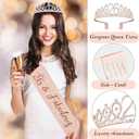 Awfrky 26th Birthday Decorations for Her Women, Including 26 year old Birthday Cake Topper, Queen Sash with Pearl Pin, Sweet Rhinestone Tiara Crown, Number Candles and Balloons Set, Rose Gold