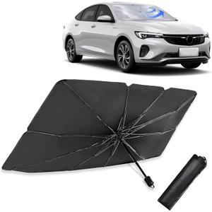 2025 Upgraded Car Windshield Sun Shade Umbrella, Foldable Car Umbrella Sunshade with UV Block Car Front Window, Ten Strand Convex Umbrella Frame Retractable Sunscreen for Most Cars/SUV (Black)