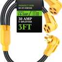Kanayu 30 Amp Dryer Y Splitter to RV/EV NEma 14-30P to 14-50R/14-30R Adapter 4 Prong 30 to 50 Amp Y Adapter Cable for EV RV Charging at Dryer Outlet, 250 Volt, 10 AWG 4 Conductors, 3 ft(Yellow)