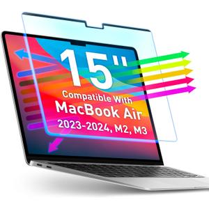VINTEZ Magnetic Blue Light Screen Protector Compatible With MacBook Air 15" 2023, 2024, M2, M3 Anti Blue Light Blocking Filter for Laptop