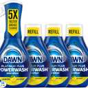 Dawn Powerwash Spray, Dish Soap, Dishwashing Liquid, Cleaning Supplies, Lemon, 1 Starter Kit + 3 Refills, 4 Units of 16oz (64oz)