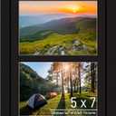 5x7 Double Picture Frame Collage 2 Openings Wooden, Multi Photo Collage Frame 8.5x11 Gallery Wall Decor, Black Frame with Black Mat, Wood