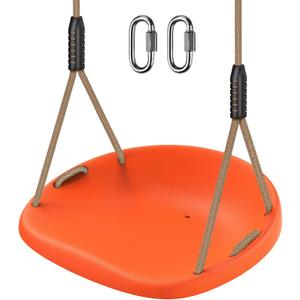 SELEWARE Heavy Duty Swing Seat for Adults Kids Tree Swing with Weather Proof Ropes Swing Set Accessories for Backyard Patio Garden Playground, Height Adjustable Orange
