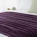 Chenille Throw Blanket for Couch 50" X 60", Soft Cozy Throws with Fringe Tassel for Bed Sofa Chair Cover, Lightweight Knitted Decorative Boho Blankets for Living Room, Dark Purple