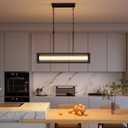 31.5" Rectangular Island Lights for Kitchen, 30W Black Linear Chandeliers for Dining Room Light Fixture, Farmhouse LED Dimmable Pendant Lighting for Kitchen Island Dining Room Bar Over Table
