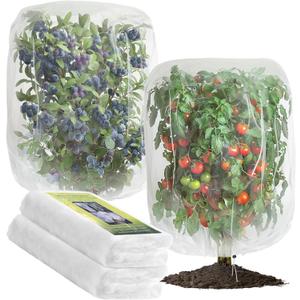 2 PCS Large Fruits Tree Netting Cover for Garden 2.6 x 3.3 ft Garden Insect Bird Barrier Plant Netting for Tomato Blueberry Bush Netting Covers Deer Cicada Netting Cover Bag with Drawstring