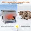 Rockever 100% Insulated Outdoor Cat House with Insulated Liner for Winter, Waterproof Feral Cat House for Outdoor Cats, Plastic Cat House for Outdoor Use with Escape Door, Clean Easily(M,Grey&Liner)