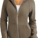 Trendy Queen Womens Zip Up Hoodies Fleece Jackets Oversized Sweatshirts Fall Fashion Outfits Sweaters Winter Clothes Coffee M