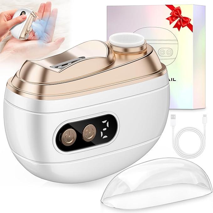 Electric Nail Clipper 2026 Upgraded 3 in 1 Rechargeable Automatic Nail Trimmer with LED Light & Clip Storage - USB Rechargeable for Baby, Kids,Seniors, Adults