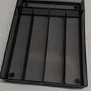 LIANYU Silverware Utensil Drawer Organizer, 5 Compartments Steel Mesh Cutlery Flatware Tray with Foam Feet, 9 1/4" W x 12 1/2" L x 2" H, Black