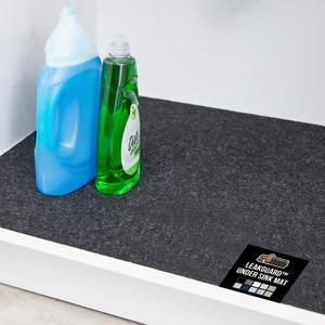 GORILLA GRIP LeakGuard Non-Adhesive Under Sink Mat for Kitchen Cabinet, Waterproof Quick Dry Shelf Liner, Durable Absorbent Felt Mats for Bathroom Sinks, Cabinets, Dresser, Easy to Trim 24x24 Charcoal