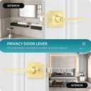 2 Pack Door Handles Gold Interior Door Handle for Bedroom & Bathroom, Keyless Privacy Door Levers, Modern Square Door Handles