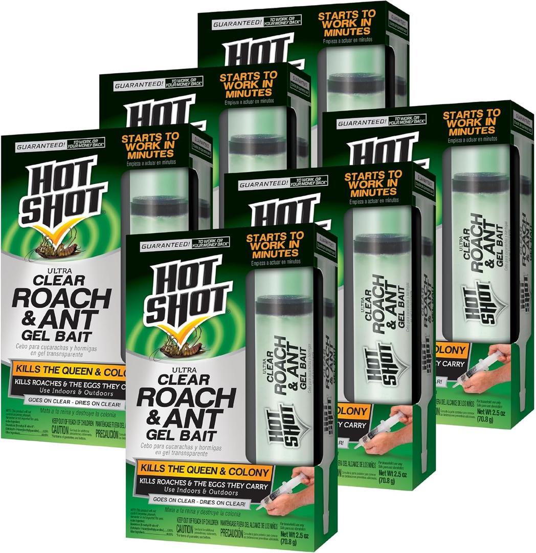 Hot Shot Ultra Clear Roach & Ant Gel Bait, 1-Count, 6-Pack, Plain