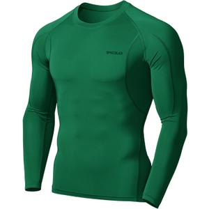 TSLA Men's UPF 50+ Compression Shirts, Cool Dry Long Sleeve Athletic Tops, Sports Baselayer Workout Shirt (Medium)