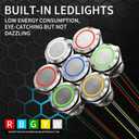 3Pcs 19MM Latching LED Push Button Switch, IP67 Waterproof 12V 20A DC with Pre-Wired Leads for Marine Boat, Outdoor Control (Blue LED, 1NO 1NC, 304 Stainless Steel)