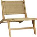 JONATHAN Y Parker Teak Woven Armless Lounge Chair 23.6" x 36.2", Natural, 23.62 x 18.5 x 10.24 inches