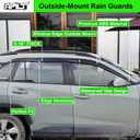 Outside-Mount Rain Guards Window Visors for 2019-2025 Toyota RAV4 Full-Size Wind Vent Deflectors Car Accessories Dark Smoke 6-Piece Set with Thicker and Waterproof Steps