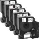 TITBIT 18444 Permanent Vinyl Label Tape 1/2" Replacement for DYMO Rhino 18444 Fit with DYMO Rhino 4200 5200 5000 6000 6500 Industrial Label Maker,12mm(1/2 Inch) x 18 feet Black on White,5 Pack