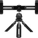 Multifunctional Smartphone Video Kit, with Universal Phone Desktop Tripod with Dual Phone Holders and 4 Cold Shoe mounts for vlogging, Live Streaming, Online Video Teaching, and conferences