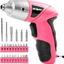 Hi-Spec Electric Screwdriver 27pc 3.6V Pink USB Small Power Screwdriver Set. Cordless & Rechargeable with Driver Bit Set