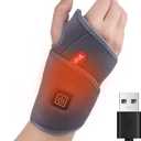 Wrist Heating Pad Wrap, Heated Wrist Brace Heat Therapy for Carpal Tunnel Pain, Sprains, Swelling, Tendonitis Hand Pain - Left Right Hand Grey (Non-Rechargeable)