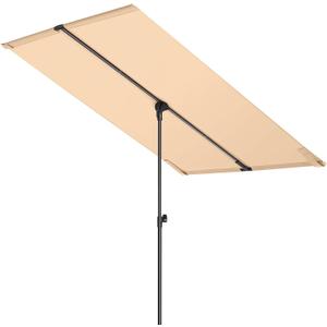 HOMSHADE 6x4ft Outdoor Balcony Umbrella - Flat Porch Pool Patio Umbrella Rectangular Canopy Shade UPF50+ UV Protection 360 Rotating & Tilting All Angles Applicable (Beige, No Base)
