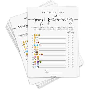 GardenCity Bridal Shower Emoji Game, Bridal Shower Games for 50 Guests, Fun Pictionary Emoji Guessing Game, Minimalist